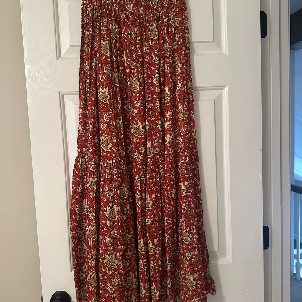 Emerson Fry Red and Cream Floral Maxi Skirt
